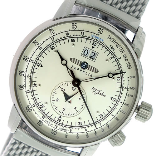ツェッペリン 100周年記念モデル クオーツ メンズ 腕時計 7640-M1 アイボリー/シルバー