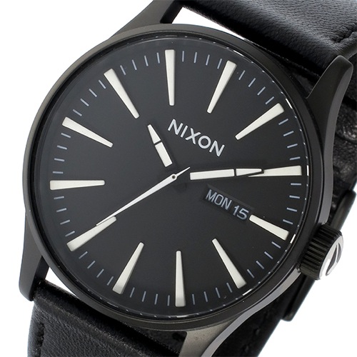 ニクソン セントリーレザー クオーツ メンズ 腕時計 A105-005 ブラック