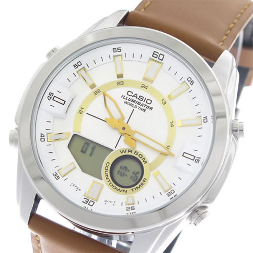 【希少逆輸入モデル】 カシオ クオーツ メンズ 腕時計 AMW-810L-5A ホワイト/ライトブラウン