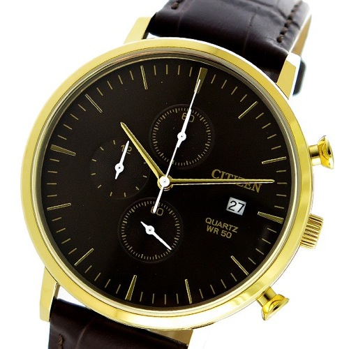 シチズン クロノ クオーツ メンズ 腕時計 AN3612-09X ブラウン