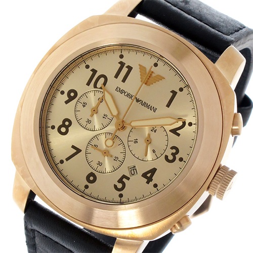 エンポリオ アルマーニ クオーツ クロノ メンズ 腕時計 AR6087 ピンクゴールド