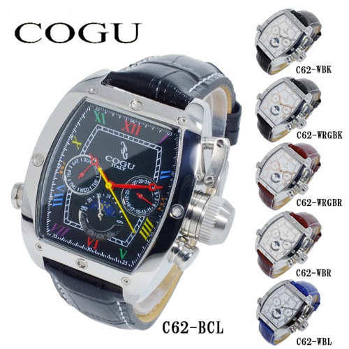 コグ COGU 自動巻き メンズ 腕時計 C62-BCL ブラック-マルチカラー/ブラック
