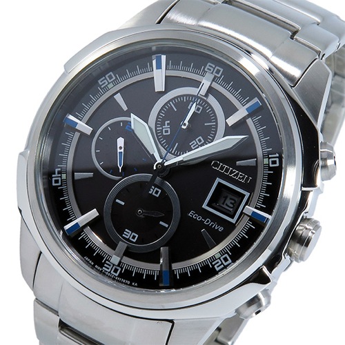 シチズン クオーツ クロノ メンズ 腕時計 CA0370-54E ブラック/ブルー
