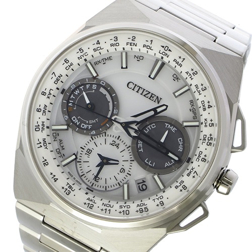 シチズン エコドライブ サテライト クロノ ソーラー メンズ 腕時計 CC9000-51A ホワイト