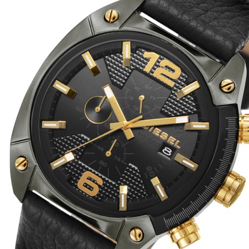 ディーゼル オーバーフロー クロノ クオーツ メンズ 腕時計 DZ4375 ブラック