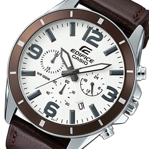 カシオ エディフィス クロノ クオーツ メンズ 腕時計 EFR-553L-7B ホワイト