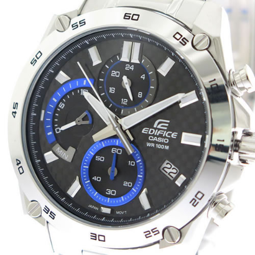 カシオ エディフィス クロノ クオーツ メンズ 腕時計 EFR-557CD-1A ブラック×ブルー/シルバー