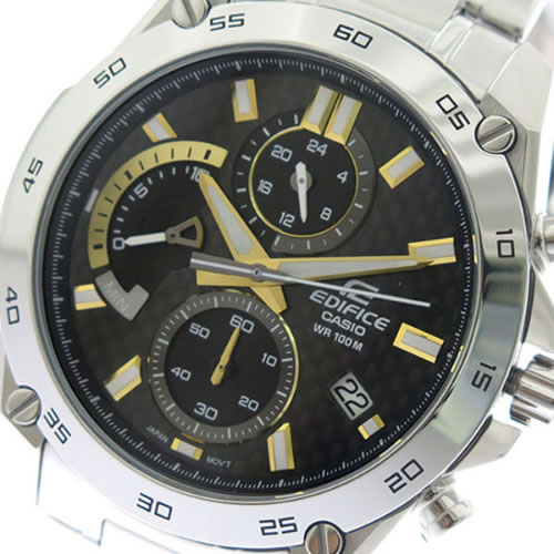 カシオ エディフィス クロノ クオーツ メンズ 腕時計 EFR-557CD-1A9 ブラック×ゴールド/シルバー