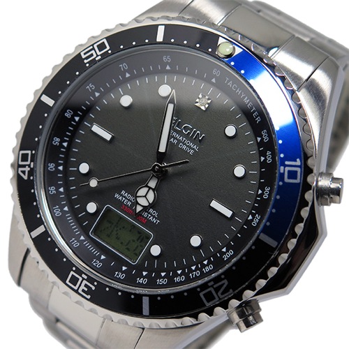 エルジン ELGIN ソーラー 電波 メンズ 腕時計 FK1400S-BLP ブラック/ブルー