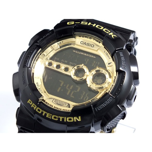 カシオ Gショック ブラック&ゴールド メンズ 腕時計 GD-100GB-1