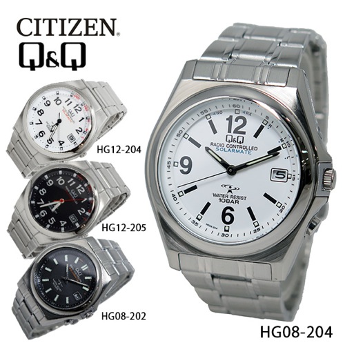 シチズン キューアンドキュー ソーラー 電波 メンズ 腕時計 HG08-204 ホワイト