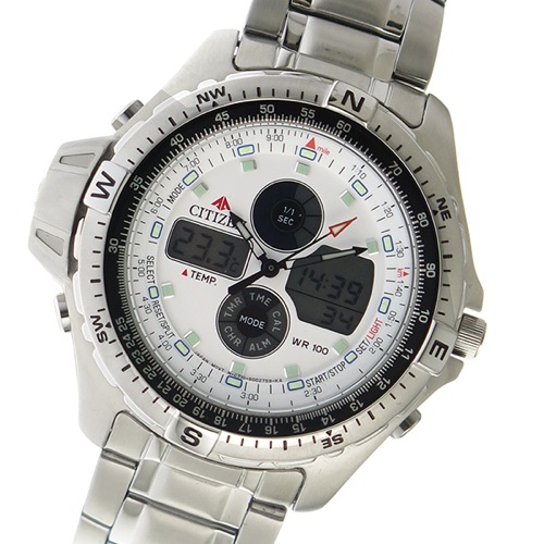 シチズン  デジタル クオーツ メンズ 腕時計 JS1040-51A ホワイト