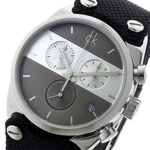 カルバンクライン イーガー クロノ クオーツ メンズ 腕時計 K4B381B3 ガンメタ/シルバー