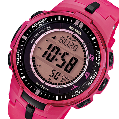 カシオ プロトレック 電波 タフソーラー メンズ 腕時計 PRW-3000-4B ピンク