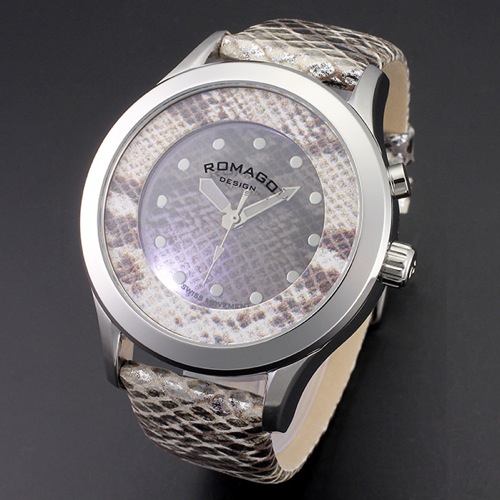 ロマゴデザイン ヴァイブランシーシリーズ クオーツ メンズ 腕時計 RM047-0314ST-SV ナチュラル/パイソン