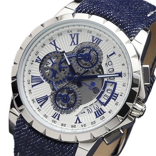 サルバトーレマーラ クロノ クオーツ メンズ 腕時計 SM13119D-SSWHBLBL ホワイト
