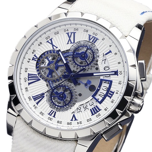 サルバトーレマーラ クロノ クオーツ メンズ 腕時計 SM13119D-SSWHBLWH ホワイト