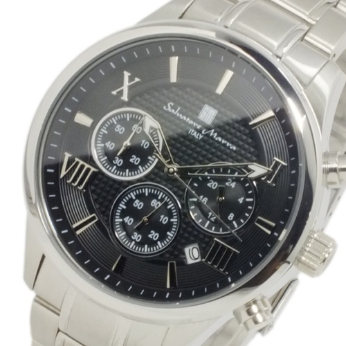 サルバトーレ マーラ クオーツ メンズ クロノ 腕時計 SM15102-SSBKSV ブラック