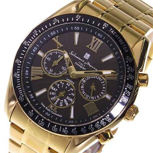 サルバトーレ マーラ 電波ソーラー クロノ メンズ 腕時計 SM15116-GDBKGD ブラック
