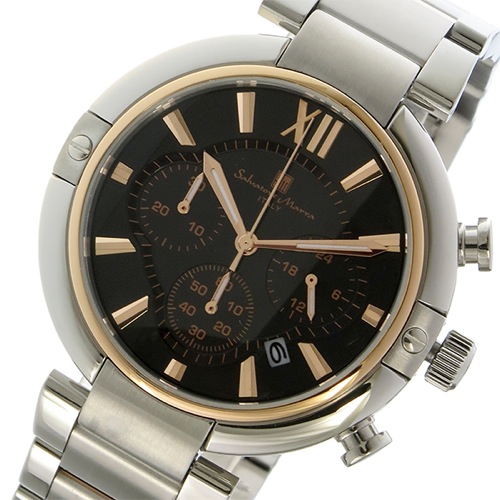 サルバトーレマーラ クロノ クオーツ メンズ 腕時計 SM17106-PGBK ブラック/ピンクゴールド