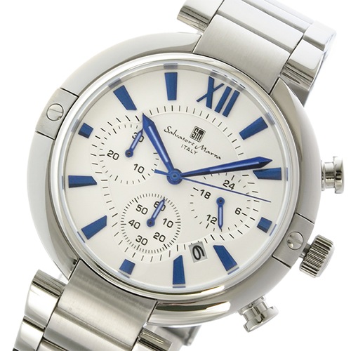 サルバトーレマーラ クロノ クオーツ メンズ 腕時計 SM17106-SSWH ホワイト/ブルー