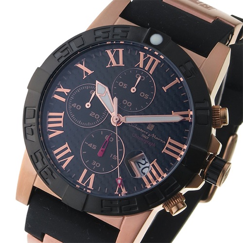 サルバトーレ マーラ クロノ クオーツ メンズ 腕時計 SM17111-PGBK ブラック