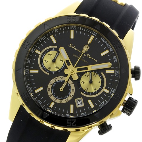 サルバトーレマーラ クロノ クオーツ メンズ 腕時計 SM17112-GDBK ブラック/ゴールド