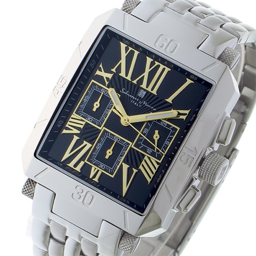 サルバトーレマーラ クロノグラフ クオーツ メンズ 腕時計 SM17117-SSBKGD ブラック/ゴールド