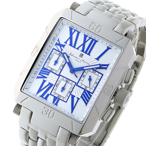 サルバトーレマーラ クロノグラフ クオーツ メンズ 腕時計 SM17117-SSWHBL ホワイト/ブルー