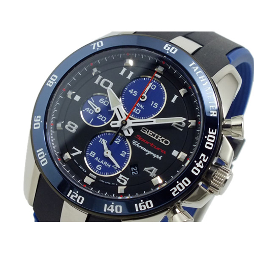 セイコー SEIKO スポーチュラ クロノグラフ 腕時計 SNAE91P1 ブラック×ブルー