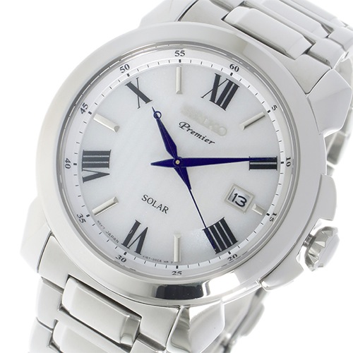 セイコー プルミエ ソーラー クオーツ メンズ 腕時計 SNE453P1 ホワイト