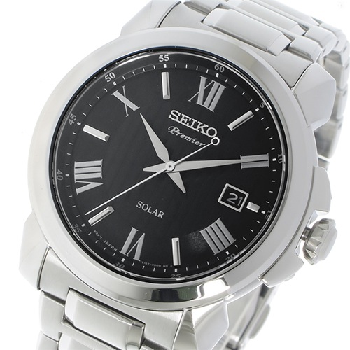 セイコー プルミエ ソーラー クオーツ メンズ 腕時計 SNE455P1 ブラック