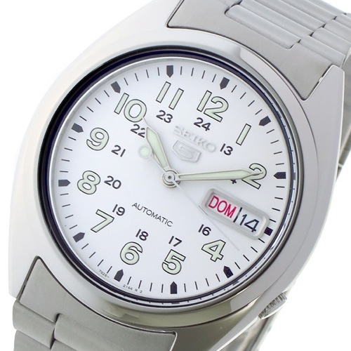 セイコー5 自動巻き メンズ 腕時計 SNX801K ホワイト