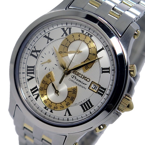 セイコー SEIKO プルミエ クロノ クオーツ メンズ 腕時計 SPC068P1 ホワイト