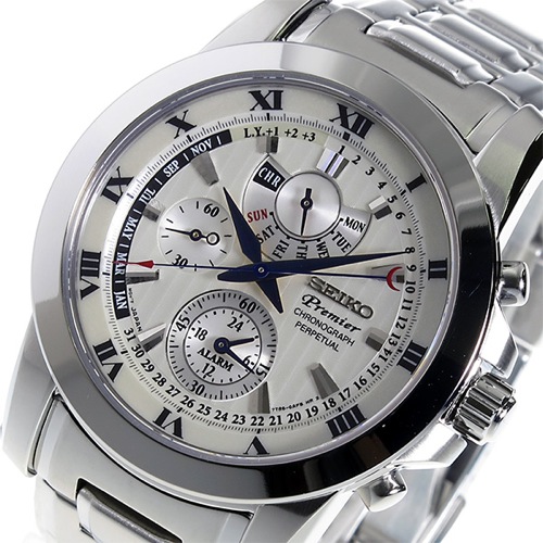 セイコー SEIKO プルミエ クロノ クオーツ メンズ 腕時計 SPC159P1 ホワイト