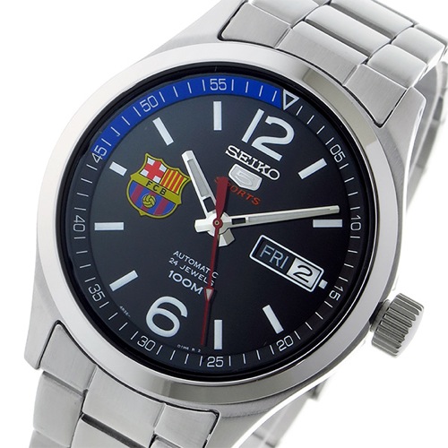 SEIKO 5 スポーツ FCバルセロナ 自動巻き 腕時計 SRP301K1 ブラック