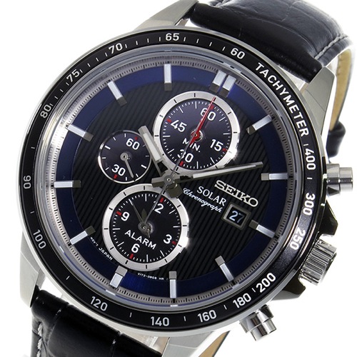 セイコー ソーラー クロノ クオーツ メンズ 腕時計 SSC437P1 ブラック