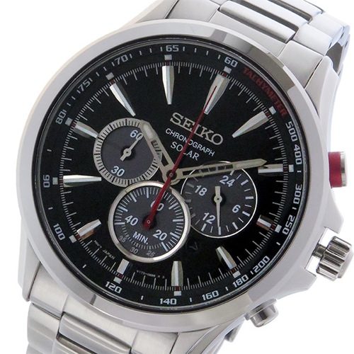 セイコー クロノ ソーラー メンズ 腕時計 SSC493P1 ブラック