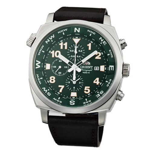 オリエント クロノ クオーツ メンズ 腕時計 STT17004F0 グリーン