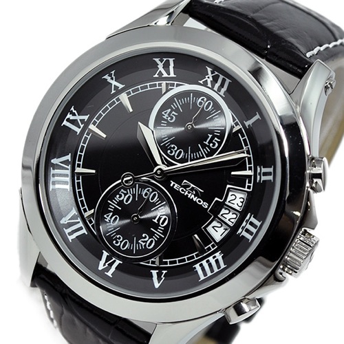 テクノス TECHNOS クオーツ メンズ クロノ 腕時計T4346SB ブラック