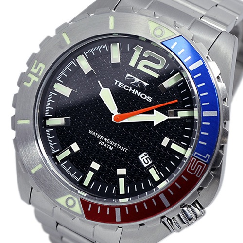 テクノス TECHNOS クオーツ メンズ 腕時計 T4390SH ブラック