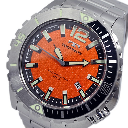 テクノス TECHNOS クオーツ メンズ 腕時計 T4390SO オレンジ