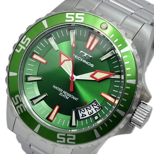 テクノス TECHNOS クオーツ メンズ 腕時計 T4391SG グリーン