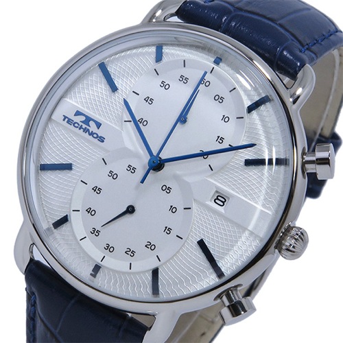 テクノス TECHNOS クオーツ クロノ メンズ 腕時計 T6397SN ホワイト/ネイビー