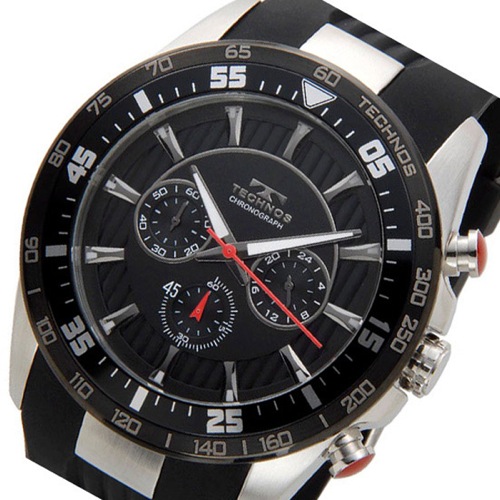 テクノス TECHNOS ダイバー クオーツ メンズ クロノ 腕時計 T6398SB ブラック
