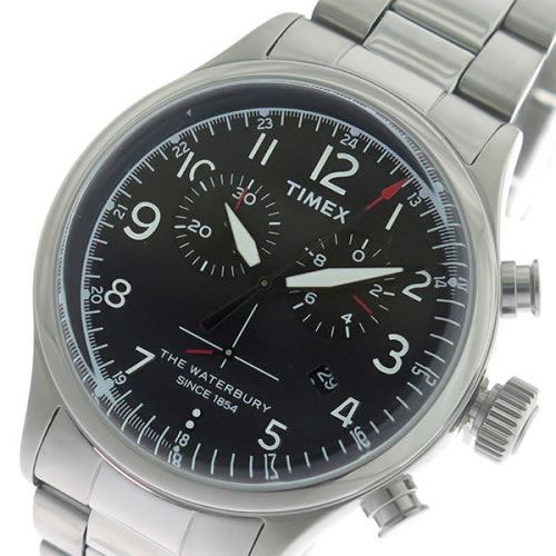 タイメックス Waterbury クロノ クオーツ メンズ 腕時計 TW2R38400 ブラック/シルバー
