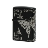 ジッポ ZIPPO オイルライター 和柄シリーズ 蝶S 2BTF-B ブラック/シルバー