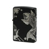 ジッポ ZIPPO オイルライター 和柄シリーズ 昇り鯉S 2NBG-B ブラック/シルバー