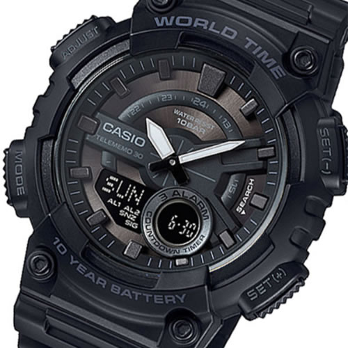 カシオ アナデジ クオーツ メンズ 腕時計 AEQ-110W-1BJF メタルブラウン 国内正規