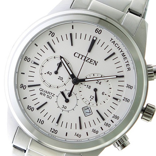 シチズン  クロノ クオーツ メンズ 腕時計 AN8150-56A ホワイト/シルバー